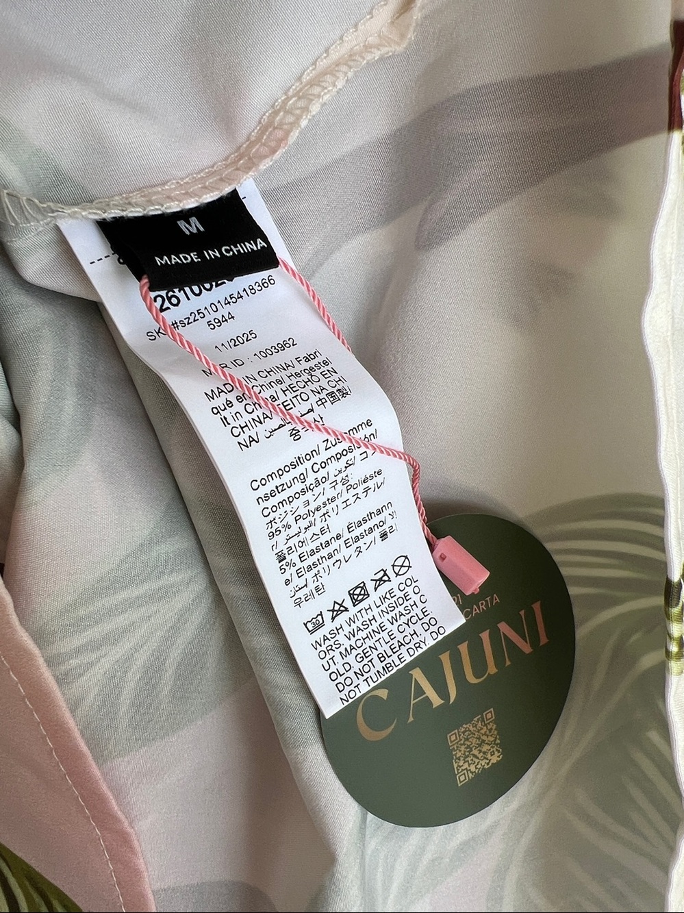 CAJUNI Mini Sundress Cover up dress cream palms size M NWT - Picture 8 of 13